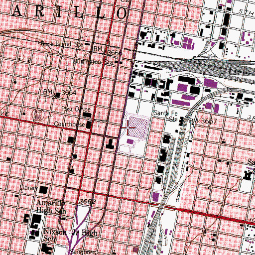 Topographic Map of Rattlers Civic Arena, TX
