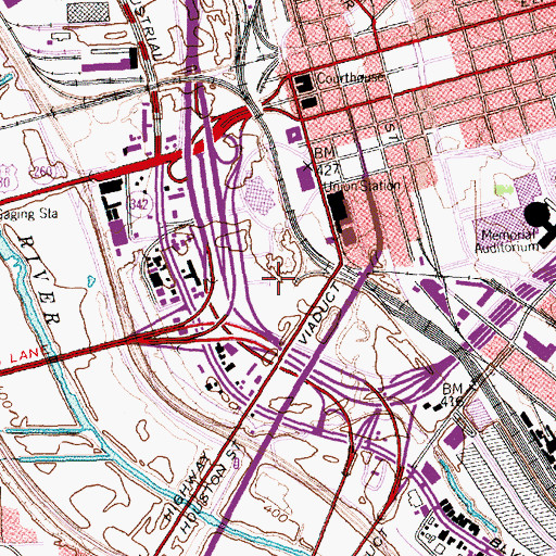 Topographic Map of Dallas Reunion Arena, TX