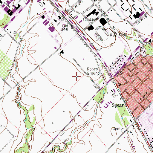 Topographic Map of Aggie Softball Complex, TX