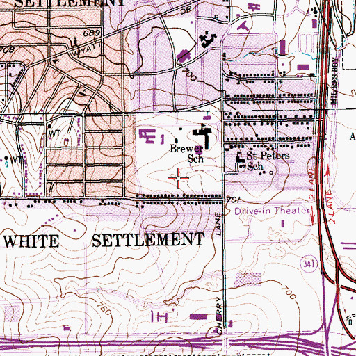 Topographic Map of Brewer High School Softball Stadium, TX