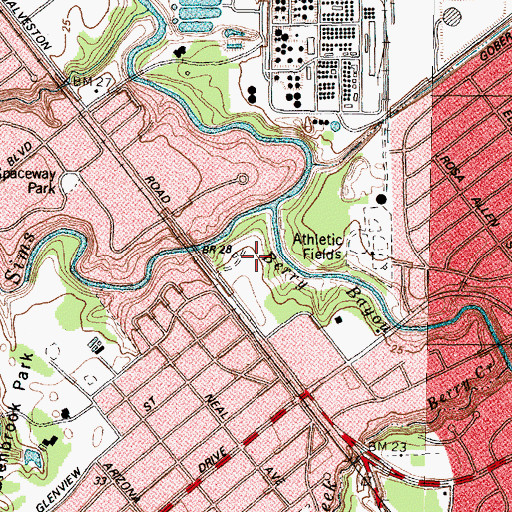 Topographic Map of Chavez High School Softball Field, TX