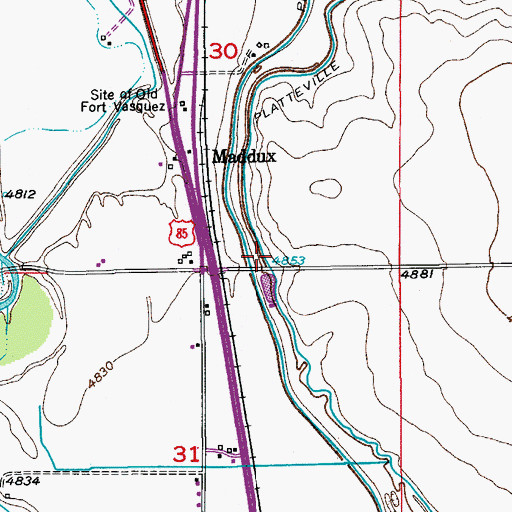 Topographic Map of Platteville Ditch, CO