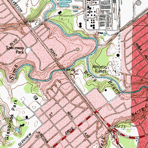 Topographic Map of Chavez High School Football Field and Track, TX