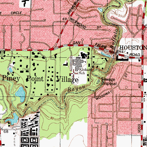 Topographic Map of The Kincaid School Football and Track Field, TX