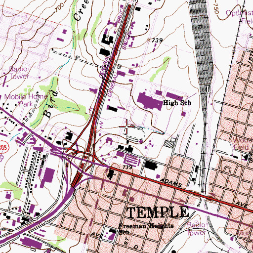 Topographic Map of Wildcat Stadium, TX
