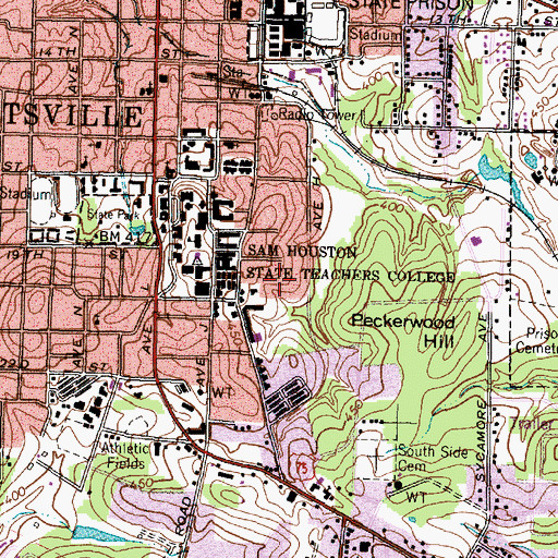 Topographic Map of Bernard G Johnson Coliseum, TX