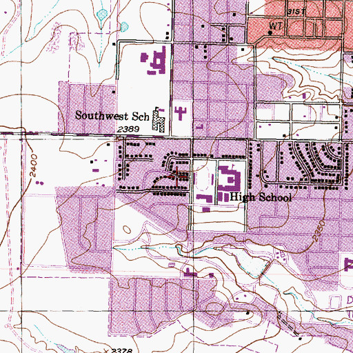 Topographic Map of Tiger Stadium, TX