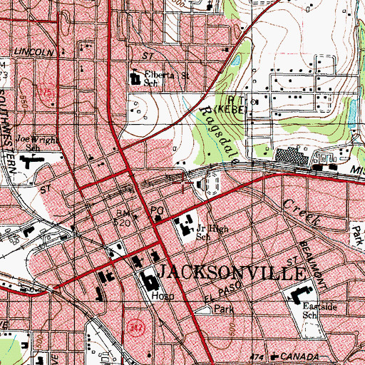 Topographic Map of Tomato Bowl Stadium, TX