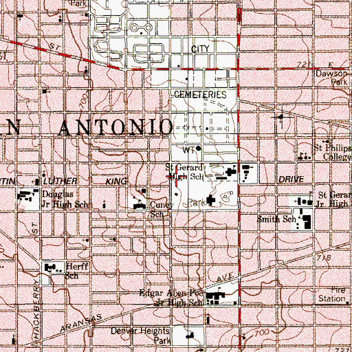Topographic Map of Saint Gerard School Alumni Field, TX