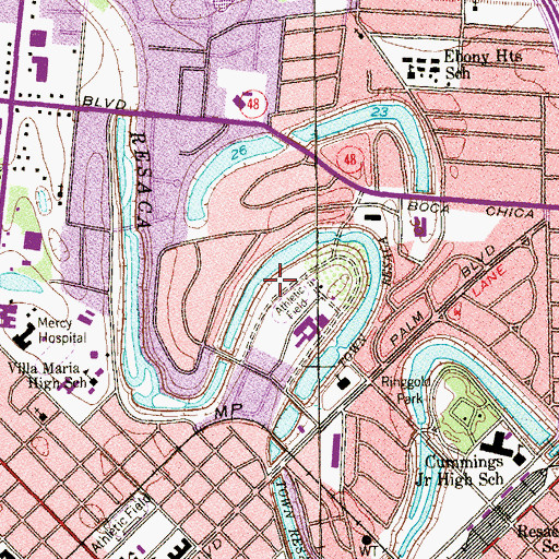 Topographic Map of Saint Joseph Academy Football Stadium, TX