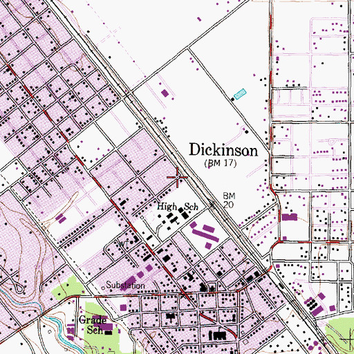 Topographic Map of Sam Vitanza Stadium, TX