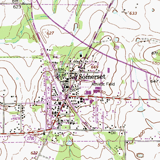 Topographic Map of Somerset Stadium, TX