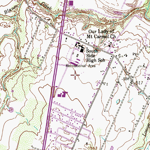 Topographic Map of Southside Stadium, TX