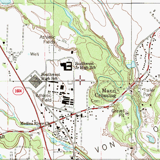 Topographic Map of Southwest Stadium, TX
