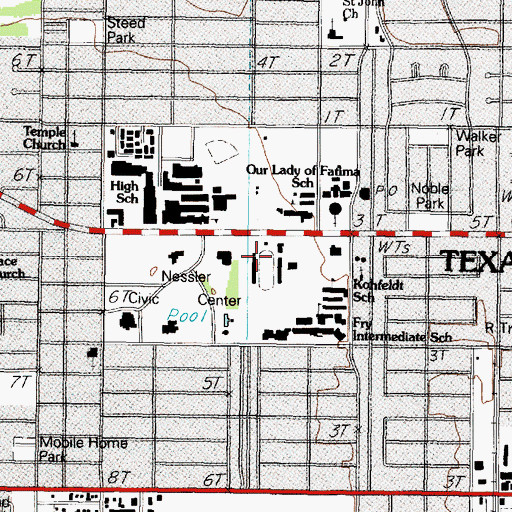 Topographic Map of Stingaree Stadium, TX