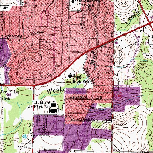 Topographic Map of T K Gorman Catholic School Football Field, TX