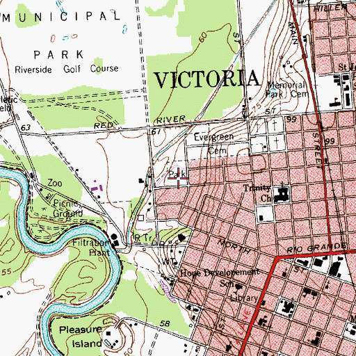 Topographic Map of Riverside Park, TX