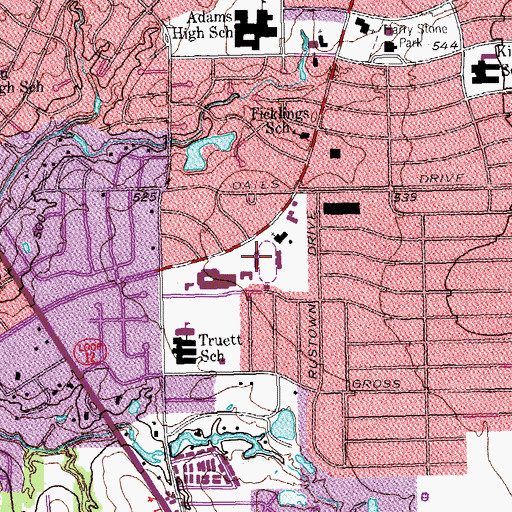 Topographic Map of Roffino Stadium, TX