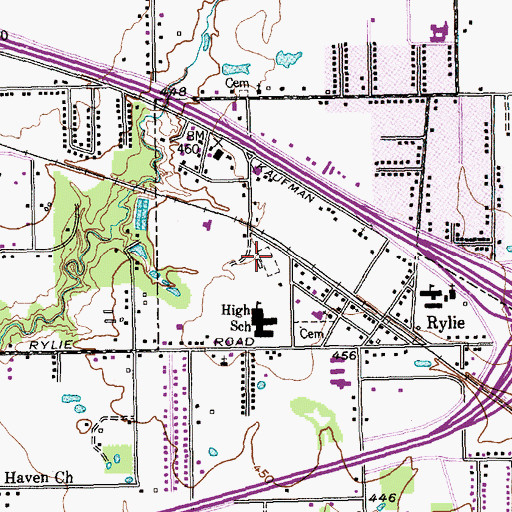 Topographic Map of Rylie Stadium, TX