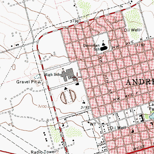 Topographic Map of Mustang Bowl, TX