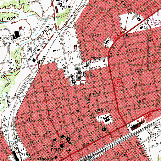 Topographic Map of Mustang Bowl, TX