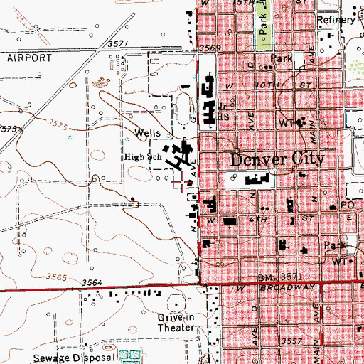 Topographic Map of Mustang Stadium, TX