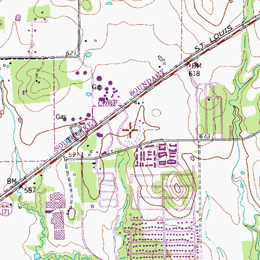 Topographic Map of Mustang-Panther Stadium, TX