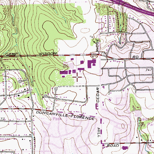 Topographic Map of Panther Stadium - Duncanville Independent School District High School, TX