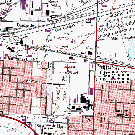 Topographic Map of Potter County Memorial Stadium, TX