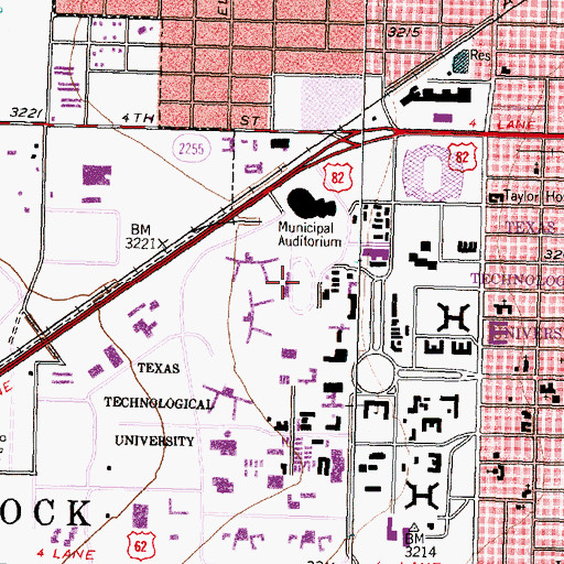 Topographic Map of R P Fuller Stadium, TX