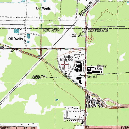 Topographic Map of Jones-Cowart Stadium, TX