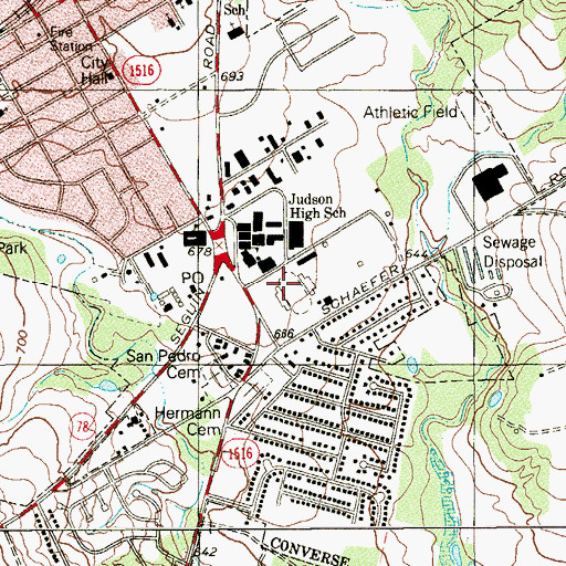 Topographic Map of Judson Stadium, TX