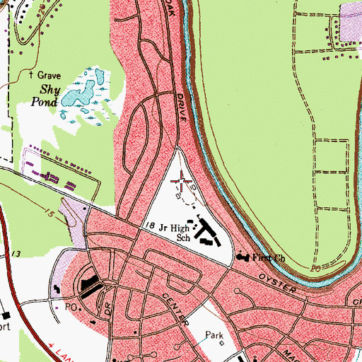 Topographic Map of Lake Jackson Intermediate School Football Field, TX