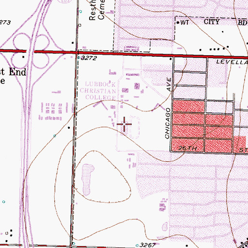 Topographic Map of Lena Stephens Field - Lubbock Christian School, TX