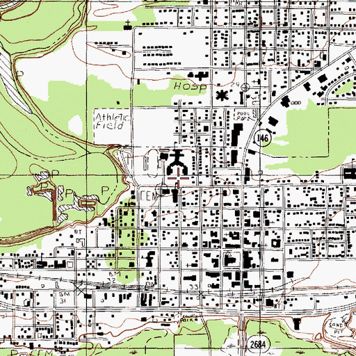 Topographic Map of Liberty Stadium, TX