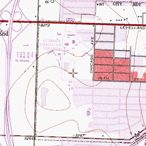 Topographic Map of Lubbock Christian School Baseball Field, TX