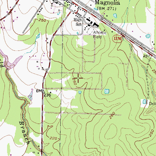 Topographic Map of Magnolia Stadium, TX