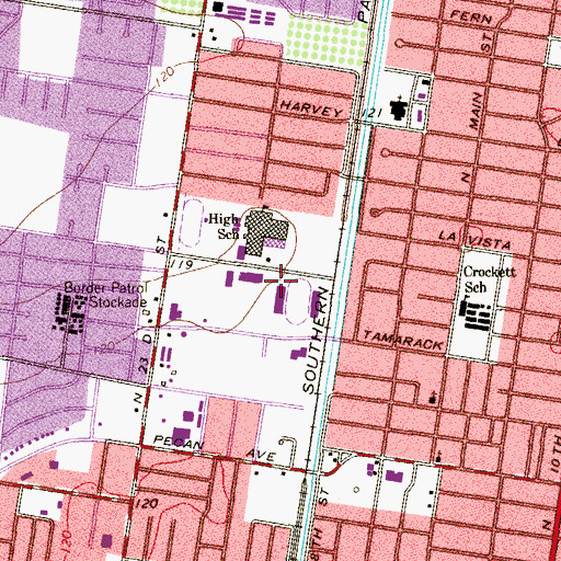 Topographic Map of McAllen Memorial Stadium, TX