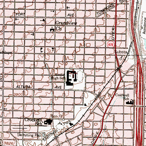 Topographic Map of McKee Stadium - Austin High School, TX