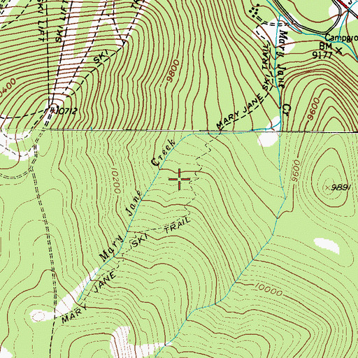 Topographic Map of Mary Jane Ski Trail, CO