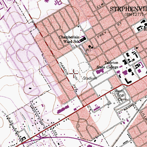 Topographic Map of Memorial Stadium, TX