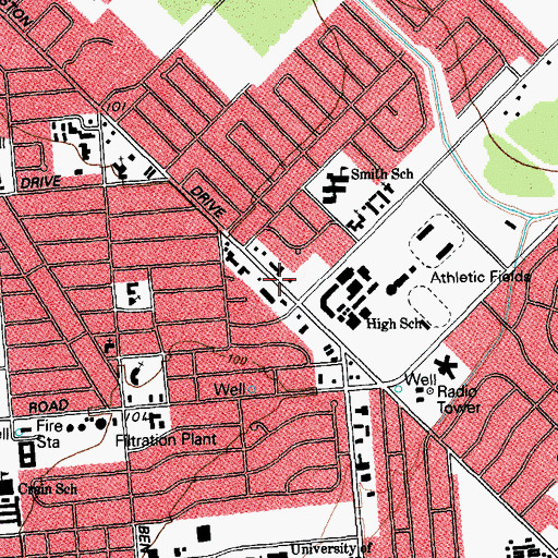 Topographic Map of Memorial Stadium, TX
