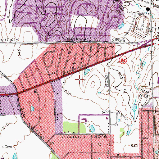 Topographic Map of Mesquite Memorial Stadium, TX