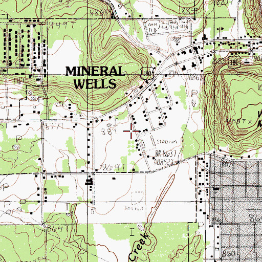 Topographic Map of Miller Stadium, TX
