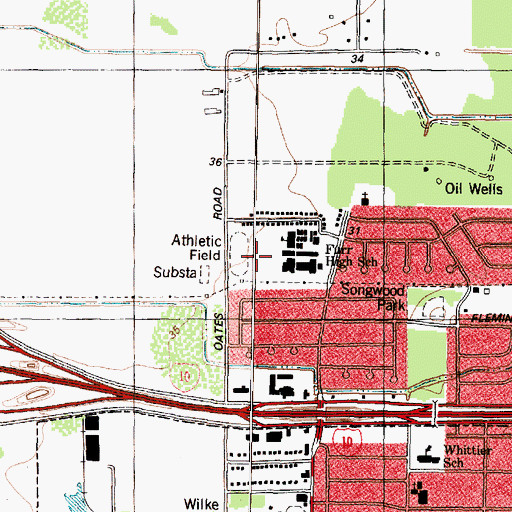 Topographic Map of Furr High School Baseball Field, TX