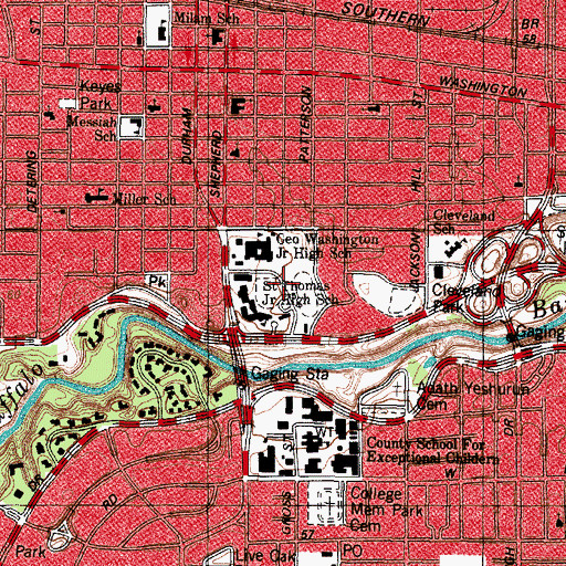 Topographic Map of Granger Stadium, TX