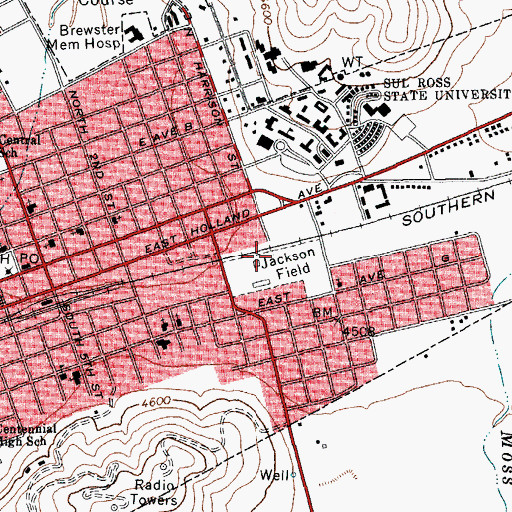 Topographic Map of Graves Pierce Complex, TX