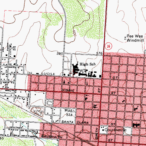 Topographic Map of Gruy Stadium, TX