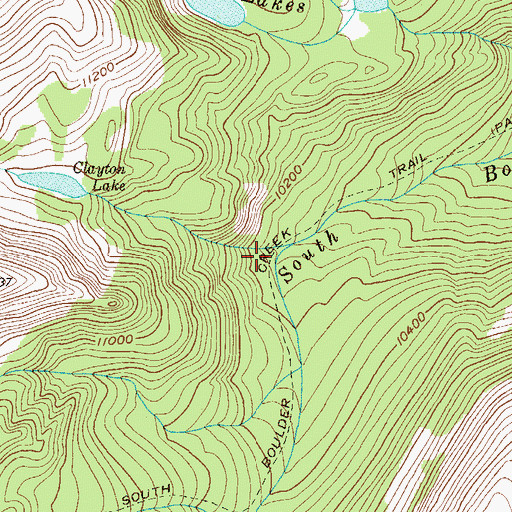 Topographic Map of South Boulder Creek Trail, CO