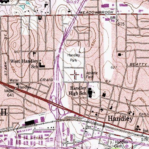 Topographic Map of Handley Field, TX